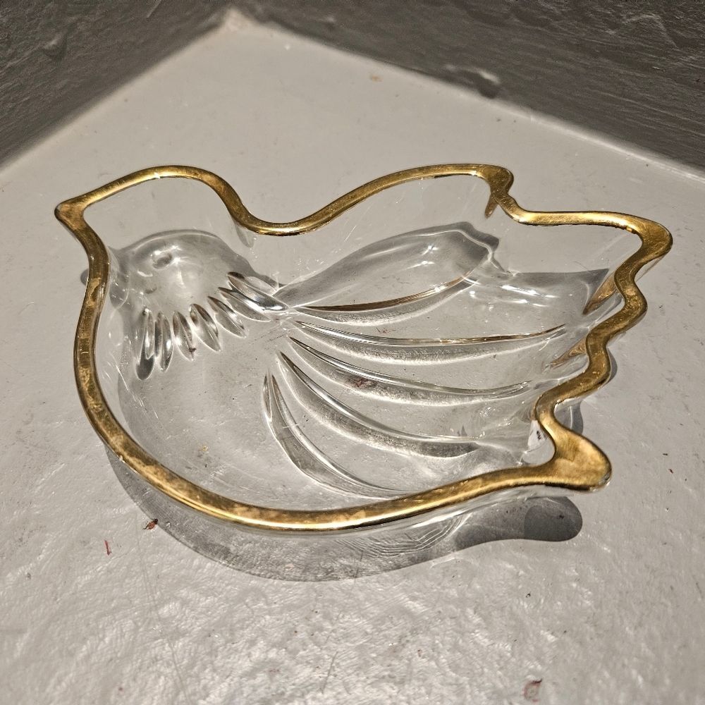Mikasa Crystal Glass Dove Trinket Dish 6"